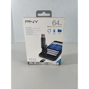 PNY - DUO Link 64GB USB 3.0 OTG Flash Drive for iOS Devices and Computers - Gray